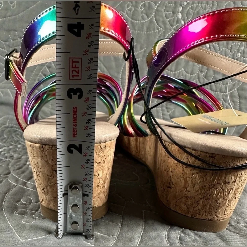 Thereabouts Girls Olive Metallic Multi Wedge Sandals NWT Size Little Girls 3